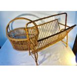 Vintage wicker basket together with a bamboo magazine rack.