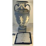 Large Wedgwood Jasperware limited edition 29/100 classical style vase 'Procession of the Deities'