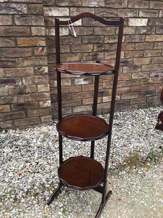 Mahogany 3 tier folding cake stand.