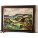 An oil on board landscape, Chop gate, North Yorkshire, Signed L.R. K. Johnson. 59 x 89cms.