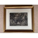 A great quality black and white watercolour, Indistinct signature or monogram dates 1850 L.R. 24.
