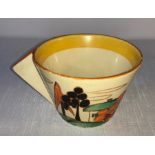 CLARICE CLIFF FOR NEWPORT FANTASQUE BIZARRE. House and tree pattern coffee cup with triangular