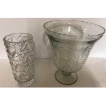 Two good quality cut glass vases largest 31 cm h.