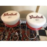 A pair of Grolsch advertising lamps. 43 cms h.