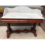 Nineteenth century mahogany marble topped washstand on barley twist supports. 115 x 50 cms d.