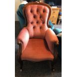 Mahogany framed Victorian armchair