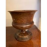 Superb 18thC lignum vitae wassail bowl in well used condition 17 cm diameter 18 cm high(screw from