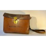 Leather bag, possibly for mail from Hotham Hall, East Yorkshire. 36x15cms.