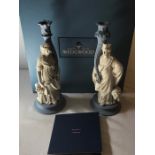 A boxed pair of contemporary Wedgwood Genius Collection figural candlesticks modelled as Ceres and