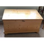 Pine blanket box with candle box to interior.