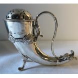 A silver sugar shaker in the form of a cornucopia. Birmingham 1912. 4.6 ozt.