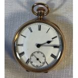 Nine carat gold cased pocket watch inscribed to the interior, Presented by H.S. Gray ESQ. To F.