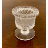 Small Lalique glass candlestick signed