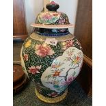 Chinese porcelain Famille Rose black ground vase and cover prob.18th c 46 cm high