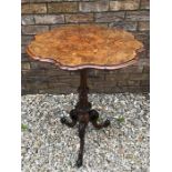 Victorian walnut inlaid side table single pedestal base.