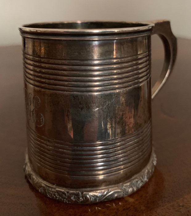 London silver tankard with reeded decoration 1831 prob by Jonathan Hayne