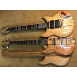 Three Paul Ray and Ray Hutty custom electric guitars, 1 complete, 2 incomplete. Projects.