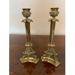 Pair 19th c French brass candlesticks