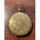 Ladies 18ct engraved hunter pocket watch gross wt. 63 gms