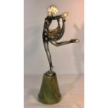 LORENZL A bronze and ivory figure of a dancer. Signed by the in house artist, Crejo. Damage to