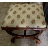 Good quality 19th c mahogany cross stretchered stool