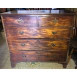 Mahogany chest of drawers with bracket feet, 19thC.