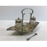 Hallmarked silver condiment set, G.W.F Sheffield 1921, 225gms approx without glass.