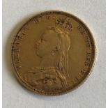 Victorian gold sovereign 1892.