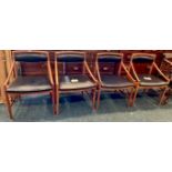 Set of four mid century teak elbow chairs possibly Danish design