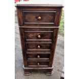 French 19thC marble topped walnut pot cupboard.