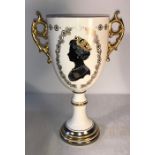 A Coalport porcelain Royal Silver Jubilee Loving cup 1977, limited edition 619/1000, Mint, boxed and