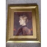 Two 19th c watercolour portraits larger one signed Emily Dixon 28 x 22 cm wide