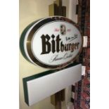 A Large 'BITBURGER' Illuminated sign. 155cms h.