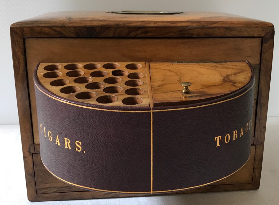 19thC walnut cigar box.