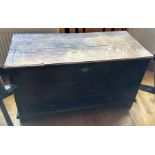 An oak mule chest, 94 w x 42 d x 53cms h.