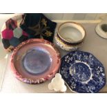 Losol ware plant pot, Worcester dish, Wedgwood plate, tea cosy etc.