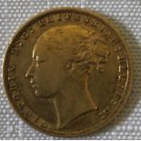 AN 1874 Victorian gold sovereign young head Victoria.