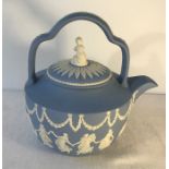 Wedgwood RUM KETTLE in White on Pale Blue Jasper after an eighteenth century original. Limited