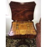 19thC mahogany work table a/f to veneer in places.