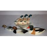 Beswick ducks including Shelduck approved by Peter Scott, Pochard Teal and 3 ducks on tray. Some