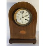 Edwardian inlaid mahogany mantel clock. 31cms h.
