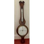 Good 18th c mahogany and inlay 2 dial barometer