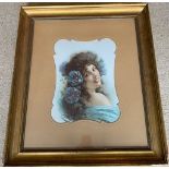 Large French Art Nouveau print of a lady with another