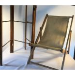 Vintage child's deck chair together with wooden clothes drying rack.
