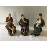 Three continental porcelain figures of oriental gentlemen, all a.f. 18cms.