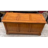 Oak panelled blanket box.