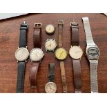 Eight various wrist watches inc. silver