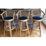 Three good quality cane work bar stools.