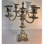 A good quality 4 branch silver plated candelabra. 42cms l.