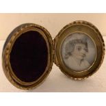 Good 19th c pressed tortoiseshell frame with miniature portrait